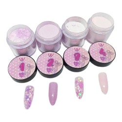 Kit 4 piezas acrílico color rosa