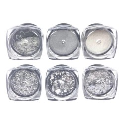 Kit 6 piezas efecto plata