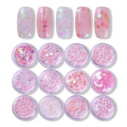 Kit de 12 piezas decoración uñas pink